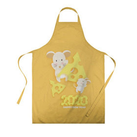 Фартук 3D с принтом 2020 - год крысы в городе Новоалтайск, 100% полиэстер | общий размер — 65 х 85 см, ширина нагрудника — 26 см, горловина — 53 см, длина завязок — 54 см, общий обхват в поясе — 173 см. Принт на завязках и на горловине наносится с двух сторон, на основной части фартука — только с внешней стороны | 