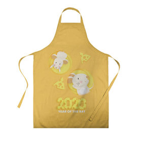 Фартук 3D с принтом 2020 - год крысы в городе Новоалтайск, 100% полиэстер | общий размер — 65 х 85 см, ширина нагрудника — 26 см, горловина — 53 см, длина завязок — 54 см, общий обхват в поясе — 173 см. Принт на завязках и на горловине наносится с двух сторон, на основной части фартука — только с внешней стороны | 