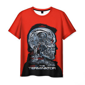 Мужская футболка 3D с принтом The Terminator в городе Новоалтайск, 100% полиэфир | прямой крой, круглый вырез горловины, длина до линии бедер | arnold | connor | john | robot | schwarzenegger | skynet | t 800 | terminator | арнольд | джон | коннор | ликвидатор | небесная | робот | сеть | скайнет | терминатор | шварценеггер