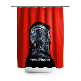 Штора 3D для ванной с принтом The Terminator в городе Новоалтайск, 100% полиэстер | плотность материала — 100 г/м2. Стандартный размер — 146 см х 180 см. По верхнему краю — пластиковые люверсы для креплений. В комплекте 10 пластиковых колец | arnold | connor | john | robot | schwarzenegger | skynet | t 800 | terminator | арнольд | джон | коннор | ликвидатор | небесная | робот | сеть | скайнет | терминатор | шварценеггер