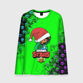 Мужской лонгслив 3D с принтом Brawl Stars LEON (НОВОГОДНИЙ) в городе Новоалтайск, 100% полиэстер | длинные рукава, круглый вырез горловины, полуприлегающий силуэт | Тематика изображения на принте: brawl | brawl stars | crow | leon | stars | бравл | бравл старс | браво старс | игра | компьютерная | кров | леон | онлайн | старс