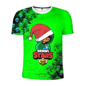 Мужская футболка 3D спортивная с принтом Brawl Stars LEON (НОВОГОДНИЙ) в городе Новоалтайск, 100% полиэстер с улучшенными характеристиками | приталенный силуэт, круглая горловина, широкие плечи, сужается к линии бедра | brawl | brawl stars | crow | leon | stars | бравл | бравл старс | браво старс | игра | компьютерная | кров | леон | онлайн | старс