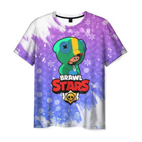 Мужская футболка 3D с принтом Новогодний Brawl Stars Leon #4 в городе Новоалтайск, 100% полиэфир | прямой крой, круглый вырез горловины, длина до линии бедер | Тематика изображения на принте: 2020 | brawl | brawl stars | christmas | leon | new year | stars | бравл старс | брол старс | леон | новогодний | новый год | рождество
