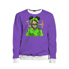 Детский свитшот 3D с принтом Billie Eilish Purple в городе Новоалтайск, 100% полиэстер | свободная посадка, прямой крой, мягкая тканевая резинка на рукавах и понизу свитшота | bad | bad guy | billi | billie | billie eilish | eilish | good girl | music | swag | айлиш | беляш | били | били айлиш | билли | билли айлиш | билли эйлиш | биляш | музка | певица | эйлиш