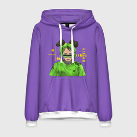 Мужская толстовка 3D с принтом Billie Eilish Purple в городе Новоалтайск, 100% полиэстер | двухслойный капюшон со шнурком для регулировки, мягкие манжеты на рукавах и по низу толстовки, спереди карман-кенгуру с мягким внутренним слоем. | bad | bad guy | billi | billie | billie eilish | eilish | good girl | music | swag | айлиш | беляш | били | били айлиш | билли | билли айлиш | билли эйлиш | биляш | музка | певица | эйлиш