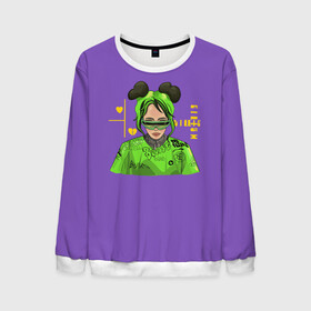 Мужской свитшот 3D с принтом Billie Eilish Purple в городе Новоалтайск, 100% полиэстер с мягким внутренним слоем | круглый вырез горловины, мягкая резинка на манжетах и поясе, свободная посадка по фигуре | bad | bad guy | billi | billie | billie eilish | eilish | good girl | music | swag | айлиш | беляш | били | били айлиш | билли | билли айлиш | билли эйлиш | биляш | музка | певица | эйлиш