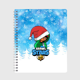 Тетрадь с принтом Brawl Stars LEON (НОВОГОДНИЙ) в городе Новоалтайск, 100% бумага | 48 листов, плотность листов — 60 г/м2, плотность картонной обложки — 250 г/м2. Листы скреплены сбоку удобной пружинной спиралью. Уголки страниц и обложки скругленные. Цвет линий — светло-серый
 | brawl | brawl stars | crow | leon | stars | бравл | бравл старс | браво старс | игра | компьютерная | кров | леон | новогодний | новый год | онлайн | с новым годом | старс