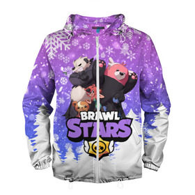Мужская ветровка 3D с принтом Новогодний Brawl Stars Nita в городе Новоалтайск, 100% полиэстер | подол и капюшон оформлены резинкой с фиксаторами, два кармана без застежек по бокам, один потайной карман на груди | 2020 | brawl | brawl stars | christmas | new year | nita | stars | бравл старс | брол старс | нита | новогодний | новый год | рождество
