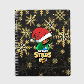 Тетрадь с принтом Brawl Stars LEON (НОВОГОДНИЙ) в городе Новоалтайск, 100% бумага | 48 листов, плотность листов — 60 г/м2, плотность картонной обложки — 250 г/м2. Листы скреплены сбоку удобной пружинной спиралью. Уголки страниц и обложки скругленные. Цвет линий — светло-серый
 | brawl | brawl stars | crow | leon | stars | бравл | бравл старс | браво старс | игра | компьютерная | кров | леон | новогодний | новый год | онлайн | с новым годом | старс