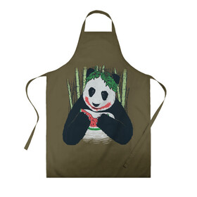 Фартук 3D с принтом Panda в городе Новоалтайск, 100% полиэстер | общий размер — 65 х 85 см, ширина нагрудника — 26 см, горловина — 53 см, длина завязок — 54 см, общий обхват в поясе — 173 см. Принт на завязках и на горловине наносится с двух сторон, на основной части фартука — только с внешней стороны | animal | арбуз | бамбук | животное | панда