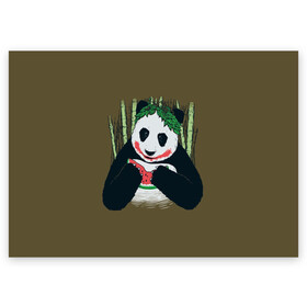 Поздравительная открытка с принтом Panda в городе Новоалтайск, 100% бумага | плотность бумаги 280 г/м2, матовая, на обратной стороне линовка и место для марки
 | Тематика изображения на принте: animal | арбуз | бамбук | животное | панда