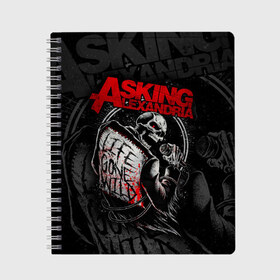 Тетрадь с принтом Asking Alexandria в городе Новоалтайск, 100% бумага | 48 листов, плотность листов — 60 г/м2, плотность картонной обложки — 250 г/м2. Листы скреплены сбоку удобной пружинной спиралью. Уголки страниц и обложки скругленные. Цвет линий — светло-серый
 | asking alexandria | аскинг александриа | группы | метал | музыка | рок | хэви метал | электроникор