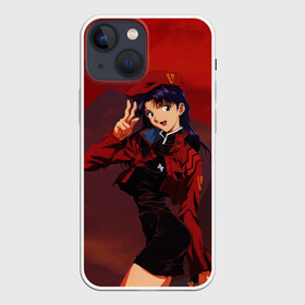 Чехол для iPhone 13 mini с принтом Misato Katsuragi на красном в городе Новоалтайск,  |  | eva | evangelion | katsuragi | misato | misato katsuragi | девушка | ева | евангелион | капитан катсураги | катсураги | кацураги | мисато | мисато катсураги | мисато кацураги | тян | тянка