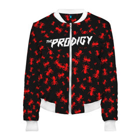 Женский бомбер 3D с принтом The Prodigy + Спина в городе Новоалтайск, 100% полиэстер | застегивается на молнию, по бокам два кармана без застежек, мягкие манжеты, по низу бомбера и на воротнике — эластичная резинка | die | flint | invaders must die | inviders | keith | keith charles flint | must | prodigy | the prodigy | кит | кит чарльз флинт | продиджи | флинт