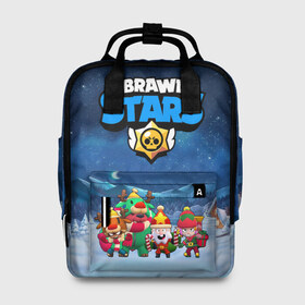 Женский рюкзак 3D с принтом Новогодний Brawl Stars в городе Новоалтайск, 100% полиэстер | лямки с регулируемой длиной, сверху ручки, чтобы рюкзак нести как сумку. Основное отделение закрывается на молнию, как и внешний карман. Внутри два дополнительных кармана, один из которых закрывается на молнию. По бокам два дополнительных кармашка, куда поместится маленькая бутылочка
 | Тематика изображения на принте: brawl stars | brawl stars 8 bit | brawl stars crow | brawl stars crow phoenix | brawl stars l | brawl stars leon | brawl stars leon shark | brawl stars nita | brawl stars robot spike | brawl stars spike | бравл старс | бравла старс | браво с
