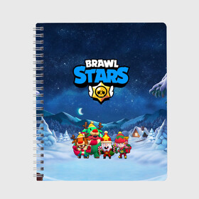 Тетрадь с принтом Новогодний Brawl Stars в городе Новоалтайск, 100% бумага | 48 листов, плотность листов — 60 г/м2, плотность картонной обложки — 250 г/м2. Листы скреплены сбоку удобной пружинной спиралью. Уголки страниц и обложки скругленные. Цвет линий — светло-серый
 | brawl stars | brawl stars 8 bit | brawl stars crow | brawl stars crow phoenix | brawl stars l | brawl stars leon | brawl stars leon shark | brawl stars nita | brawl stars robot spike | brawl stars spike | бравл старс | бравла старс | браво с