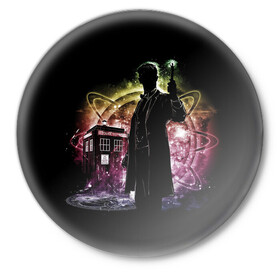 Значок с принтом Doctor Who в городе Новоалтайск,  металл | круглая форма, металлическая застежка в виде булавки | Тематика изображения на принте: bbc | dimension | dr who | jenna coleman | jodie whittaker | matt smith | relative | resolution | space | tardis | the doctor | time | галлифрей | джоди уиттакер | доктор кто | тардис