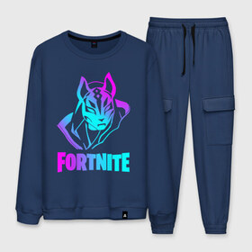 Мужской костюм хлопок с принтом FORTNITE в городе Новоалтайск, 100% хлопок | на свитшоте круглая горловина, мягкая резинка по низу. Брюки заужены к низу, на них два вида карманов: два “обычных” по бокам и два объемных, с клапанами, расположенные ниже линии бедра. Брюки с мягкой трикотажной резинкой на поясе и по низу штанин. В поясе для дополнительного комфорта — широкие завязки | fortnite | битва | игра | компьютерная игра | королевская | надпись | персонажи | симулятор | фортнайт