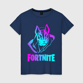 Женская футболка хлопок с принтом FORTNITE в городе Новоалтайск, 100% хлопок | прямой крой, круглый вырез горловины, длина до линии бедер, слегка спущенное плечо | fortnite | битва | игра | компьютерная игра | королевская | надпись | персонажи | симулятор | фортнайт