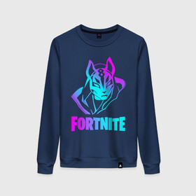Женский свитшот хлопок с принтом FORTNITE в городе Новоалтайск, 100% хлопок | прямой крой, круглый вырез, на манжетах и по низу широкая трикотажная резинка  | fortnite | битва | игра | компьютерная игра | королевская | надпись | персонажи | симулятор | фортнайт