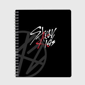 Тетрадь с принтом Stray Kids в городе Новоалтайск, 100% бумага | 48 листов, плотность листов — 60 г/м2, плотность картонной обложки — 250 г/м2. Листы скреплены сбоку удобной пружинной спиралью. Уголки страниц и обложки скругленные. Цвет линий — светло-серый
 | 3racha | i.n | jyp nation | k pop | kpop | skz | stray kids | к поп | кпоп | ли ноу | скз | страй кидс | стрэй кидс | сынмина | уджин | феликса | хана | хёнджина | чана | чанбина