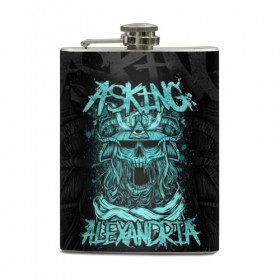 Фляга с принтом Asking Alexandria в городе Новоалтайск, металлический корпус | емкость 0,22 л, размер 125 х 94 мм. Виниловая наклейка запечатывается полностью | asking alexandria | аскинг александриа | группы | метал | музыка | рок | хэви метал | электроникор