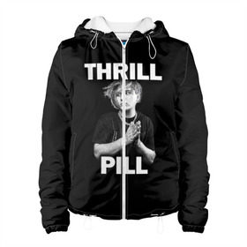 Женская куртка 3D с принтом Thrill pill в городе Новоалтайск, ткань верха — 100% полиэстер, подклад — флис | прямой крой, подол и капюшон оформлены резинкой с фиксаторами, два кармана без застежек по бокам, один большой потайной карман на груди. Карман на груди застегивается на липучку | pill | thrill | thrill pill | пилл | тимур самедов | трилл | трилл пилл