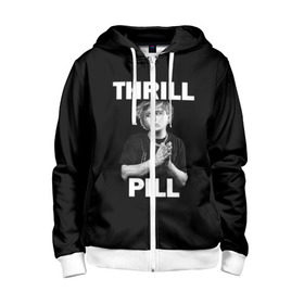 Детская толстовка 3D на молнии с принтом Thrill pill в городе Новоалтайск, 100% полиэстер |  манжеты и пояс оформлены широкой мягкой резинкой, двухслойный капюшон со шнурком для регулировки, спереди карманы и застежка-молния
 | pill | thrill | thrill pill | пилл | тимур самедов | трилл | трилл пилл