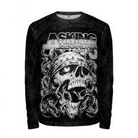 Мужской лонгслив 3D с принтом Asking Alexandria в городе Новоалтайск, 100% полиэстер | длинные рукава, круглый вырез горловины, полуприлегающий силуэт | asking alexandria | аскинг александриа | группы | метал | музыка | рок | хэви метал | электроникор
