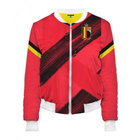 Женский бомбер 3D с принтом Belgium home EURO 2020 в городе Новоалтайск, 100% полиэстер | застегивается на молнию, по бокам два кармана без застежек, мягкие манжеты, по низу бомбера и на воротнике — эластичная резинка | belgium | champion | championship | euro | tdrfifa19 | uefa | евро | уефа | чемпиона европы