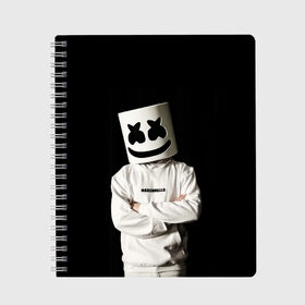 Тетрадь с принтом Marshmello в городе Новоалтайск, 100% бумага | 48 листов, плотность листов — 60 г/м2, плотность картонной обложки — 250 г/м2. Листы скреплены сбоку удобной пружинной спиралью. Уголки страниц и обложки скругленные. Цвет линий — светло-серый
 | christopher | comstock | dj | dotcom | friends | marshmallow | marshmello | usa | диджей | друзья | комсток | крис | маршмэллоу | продюсер | сша