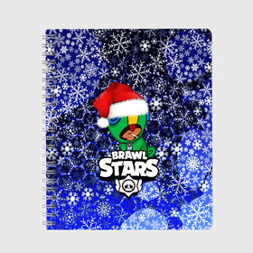 Тетрадь с принтом Brawl Stars(Новогодний LEON) в городе Новоалтайск, 100% бумага | 48 листов, плотность листов — 60 г/м2, плотность картонной обложки — 250 г/м2. Листы скреплены сбоку удобной пружинной спиралью. Уголки страниц и обложки скругленные. Цвет линий — светло-серый
 | 2020 | android | background | brawl stars | crow | games | leon | mobile game | sn | stars | бравл старс | ворон | игры | леон | мобильные игры | синий | снег | снежинки | текстура | фон