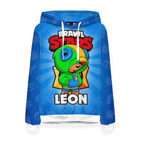 Женская толстовка 3D с принтом BRAWL STARS LEON в городе Новоалтайск, 100% полиэстер  | двухслойный капюшон со шнурком для регулировки, мягкие манжеты на рукавах и по низу толстовки, спереди карман-кенгуру с мягким внутренним слоем. | brawl stars | brawl stars leon | brawler | leon | бравл старз | бравлер | леон