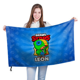 Флаг 3D с принтом BRAWL STARS LEON в городе Новоалтайск, 100% полиэстер | плотность ткани — 95 г/м2, размер — 67 х 109 см. Принт наносится с одной стороны | brawl stars | brawl stars leon | brawler | leon | бравл старз | бравлер | леон