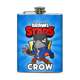 Фляга с принтом BRAWL STARS CROW в городе Новоалтайск, металлический корпус | емкость 0,22 л, размер 125 х 94 мм. Виниловая наклейка запечатывается полностью | Тематика изображения на принте: brawl stars | brawl stars crow | brawler | crow | бравл старз | бравлер | ворон