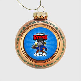 Стеклянный ёлочный шар с принтом BRAWL STARS CROW в городе Новоалтайск, Стекло | Диаметр: 80 мм | Тематика изображения на принте: brawl stars | brawl stars crow | brawler | crow | бравл старз | бравлер | ворон