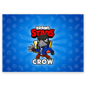 Поздравительная открытка с принтом BRAWL STARS CROW в городе Новоалтайск, 100% бумага | плотность бумаги 280 г/м2, матовая, на обратной стороне линовка и место для марки
 | brawl stars | brawl stars crow | brawler | crow | бравл старз | бравлер | ворон