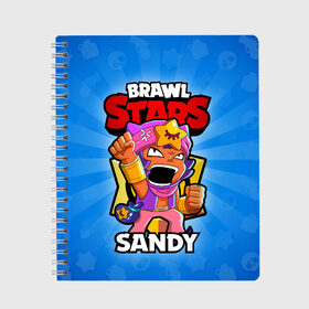 Тетрадь с принтом BRAWL STARS SANDY в городе Новоалтайск, 100% бумага | 48 листов, плотность листов — 60 г/м2, плотность картонной обложки — 250 г/м2. Листы скреплены сбоку удобной пружинной спиралью. Уголки страниц и обложки скругленные. Цвет линий — светло-серый
 | Тематика изображения на принте: brawl stars | brawl stars sandy | brawler | sandy | бравл старз | бравлер | сэнди