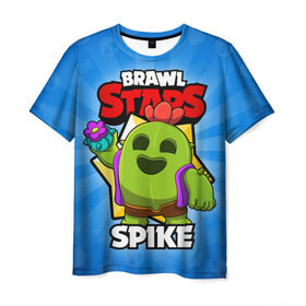 Мужская футболка 3D с принтом BRAWL STARS SPIKE в городе Новоалтайск, 100% полиэфир | прямой крой, круглый вырез горловины, длина до линии бедер | brawl stars | brawl stars spike | brawler | spike | бравл старз | бравлер | спайк
