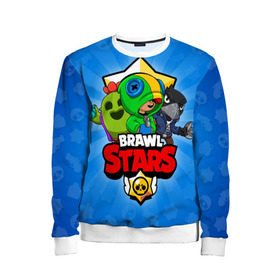 Детский свитшот 3D с принтом BRAWL STARS в городе Новоалтайск, 100% полиэстер | свободная посадка, прямой крой, мягкая тканевая резинка на рукавах и понизу свитшота | brawl stars | brawler | crow | leon | spike | бравл старз | бравлер | ворон | леон | спайк
