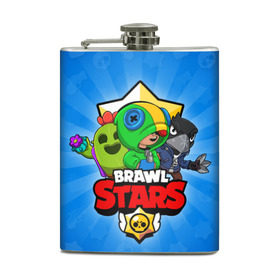 Фляга с принтом BRAWL STARS в городе Новоалтайск, металлический корпус | емкость 0,22 л, размер 125 х 94 мм. Виниловая наклейка запечатывается полностью | Тематика изображения на принте: brawl stars | brawler | crow | leon | spike | бравл старз | бравлер | ворон | леон | спайк