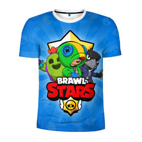 Мужская футболка 3D спортивная с принтом BRAWL STARS в городе Новоалтайск, 100% полиэстер с улучшенными характеристиками | приталенный силуэт, круглая горловина, широкие плечи, сужается к линии бедра | brawl stars | brawler | crow | leon | spike | бравл старз | бравлер | ворон | леон | спайк