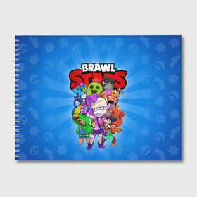 Альбом для рисования с принтом BRAWL STARS в городе Новоалтайск, 100% бумага
 | матовая бумага, плотность 200 мг. | 8 bit | 8 бит | brawl stars | brawler | crow | emz | leon | nita | sandy | spike | бравл старз | бравлер | ворон | леон | нита | спайк | сэнди | эмз