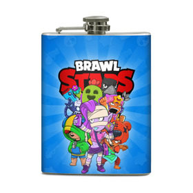 Фляга с принтом BRAWL STARS в городе Новоалтайск, металлический корпус | емкость 0,22 л, размер 125 х 94 мм. Виниловая наклейка запечатывается полностью | Тематика изображения на принте: 8 bit | 8 бит | brawl stars | brawler | crow | emz | leon | nita | sandy | spike | бравл старз | бравлер | ворон | леон | нита | спайк | сэнди | эмз