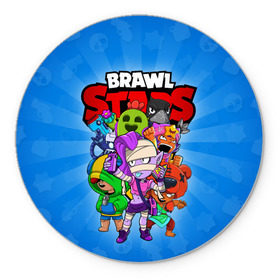 Коврик для мышки круглый с принтом BRAWL STARS в городе Новоалтайск, резина и полиэстер | круглая форма, изображение наносится на всю лицевую часть | 8 bit | 8 бит | brawl stars | brawler | crow | emz | leon | nita | sandy | spike | бравл старз | бравлер | ворон | леон | нита | спайк | сэнди | эмз