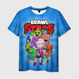 Мужская футболка 3D с принтом BRAWL STARS в городе Новоалтайск, 100% полиэфир | прямой крой, круглый вырез горловины, длина до линии бедер | 8 bit | 8 бит | brawl stars | brawler | crow | emz | leon | nita | sandy | spike | бравл старз | бравлер | ворон | леон | нита | спайк | сэнди | эмз
