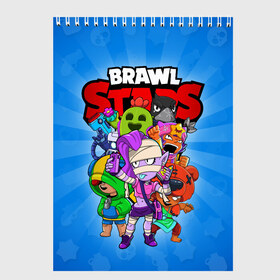 Скетчбук с принтом BRAWL STARS в городе Новоалтайск, 100% бумага
 | 48 листов, плотность листов — 100 г/м2, плотность картонной обложки — 250 г/м2. Листы скреплены сверху удобной пружинной спиралью | 8 bit | 8 бит | brawl stars | brawler | crow | emz | leon | nita | sandy | spike | бравл старз | бравлер | ворон | леон | нита | спайк | сэнди | эмз