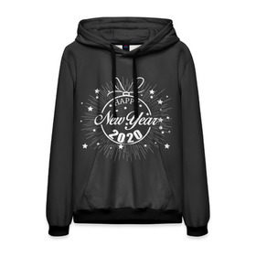 Мужская толстовка 3D с принтом Happy New Year 2020 в городе Новоалтайск, 100% полиэстер | двухслойный капюшон со шнурком для регулировки, мягкие манжеты на рукавах и по низу толстовки, спереди карман-кенгуру с мягким внутренним слоем. | Тематика изображения на принте: 