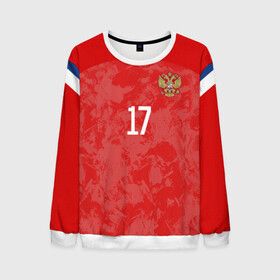 Мужской свитшот 3D с принтом Golovin home EURO 2020 в городе Новоалтайск, 100% полиэстер с мягким внутренним слоем | круглый вырез горловины, мягкая резинка на манжетах и поясе, свободная посадка по фигуре | championship | cup | golovin | russia | tdrfifa19 | world | головин | европы | мира | мундиаль | россия | чемпионат