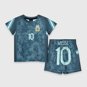 Детский костюм с шортами 3D с принтом Messi away Copa America 2020 в городе Новоалтайск,  |  | barcelona | champions | league | lionel | messi | spain | tdrfifa19 | барселона | испания | лига | лионель | месси | чемпионов